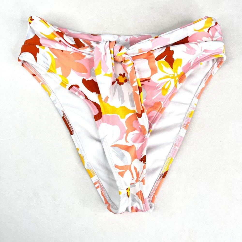 Xhilaration Floral Print High Waisted High Cut Bikini Bottoms XS